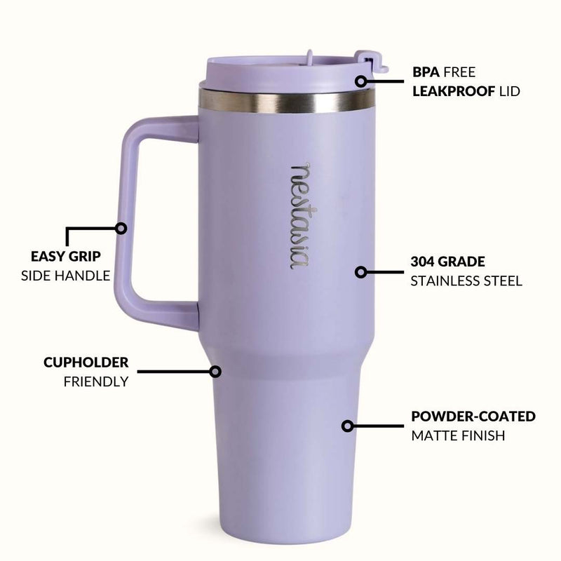 GripSip 40 Insulated Tumbler With Side Handle Periwinkle 1200ml