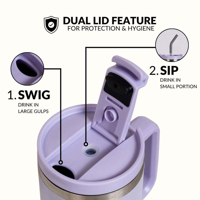 GripSip 40 Insulated Tumbler With Side Handle Periwinkle 1200ml