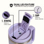 GripSip 40 Insulated Tumbler With Side Handle Periwinkle 1200ml
