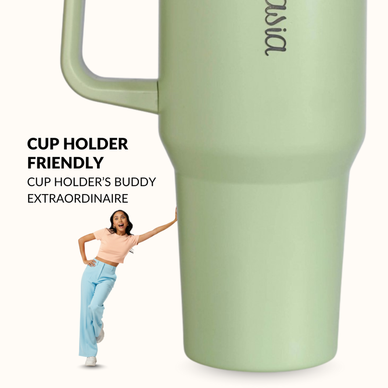 GripSip 40 Insulated Tumbler Bottle With Side Handle Pistachio Cream Green 1200ml