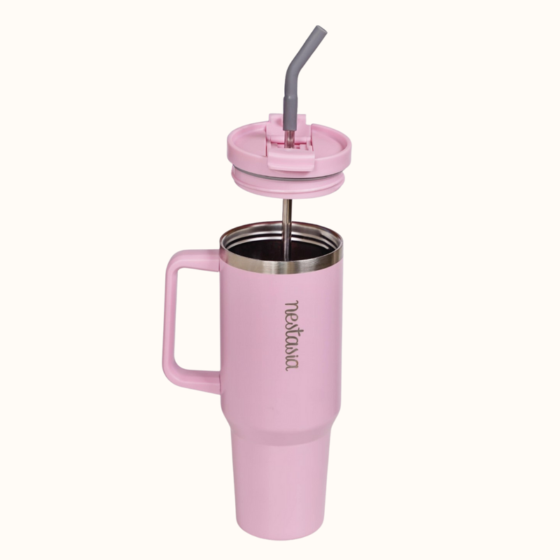 GripSip 40 Insulated Tumbler Bottle With Side Handle Quartz Cloud Pink 1200ml