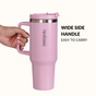 GripSip 40 Insulated Tumbler Bottle With Side Handle Quartz Cloud Pink 1200ml