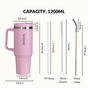 GripSip 40 Insulated Tumbler Bottle With Side Handle Quartz Cloud Pink 1200ml