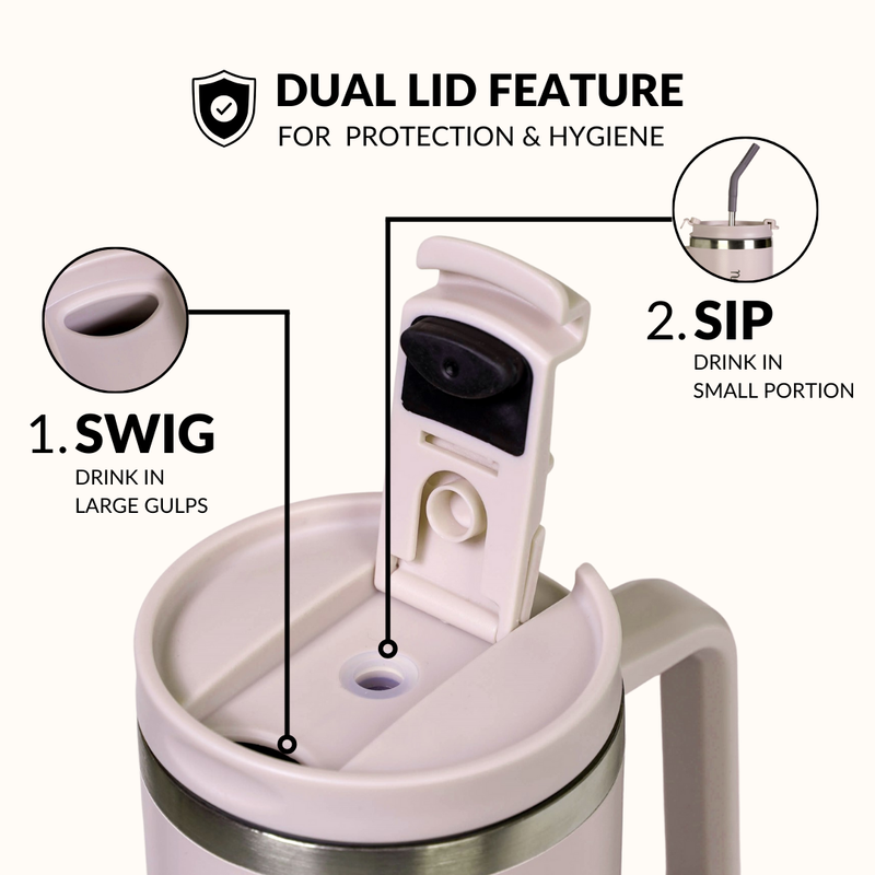 GripSip 40 Insulated Tumbler With Side Handle Rosy Taupe 1200ml