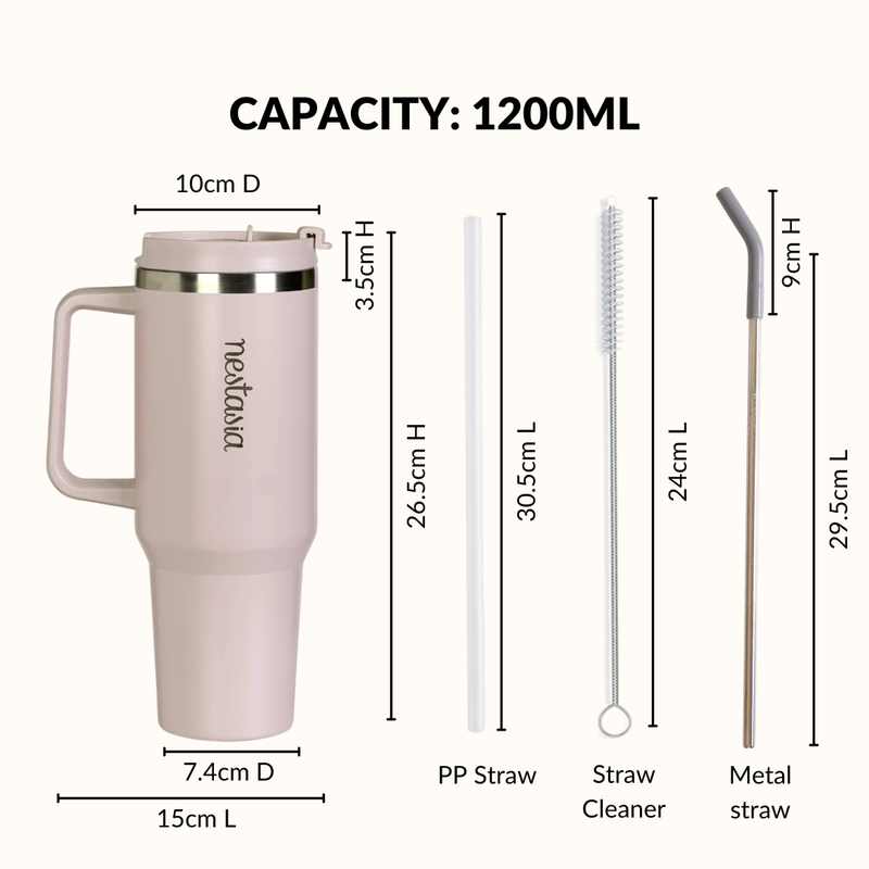 GripSip 40 Insulated Tumbler With Side Handle Rosy Taupe 1200ml