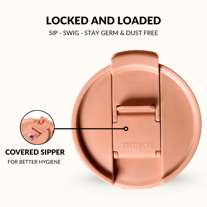 GripSip 40 Insulated Tumbler Bottle With Side Handle Soft Nude Peach 1200ml