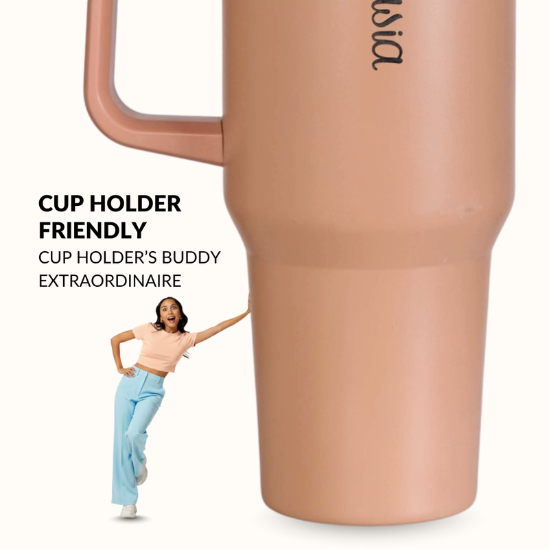 GripSip 40 Insulated Tumbler Bottle With Side Handle Soft Nude Peach 1200ml