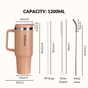 GripSip 40 Insulated Tumbler Bottle With Side Handle Soft Nude Peach 1200ml