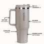 GripSip 40 Insulated Tumbler Bottle With Side Handle Urban Greige 1200ml