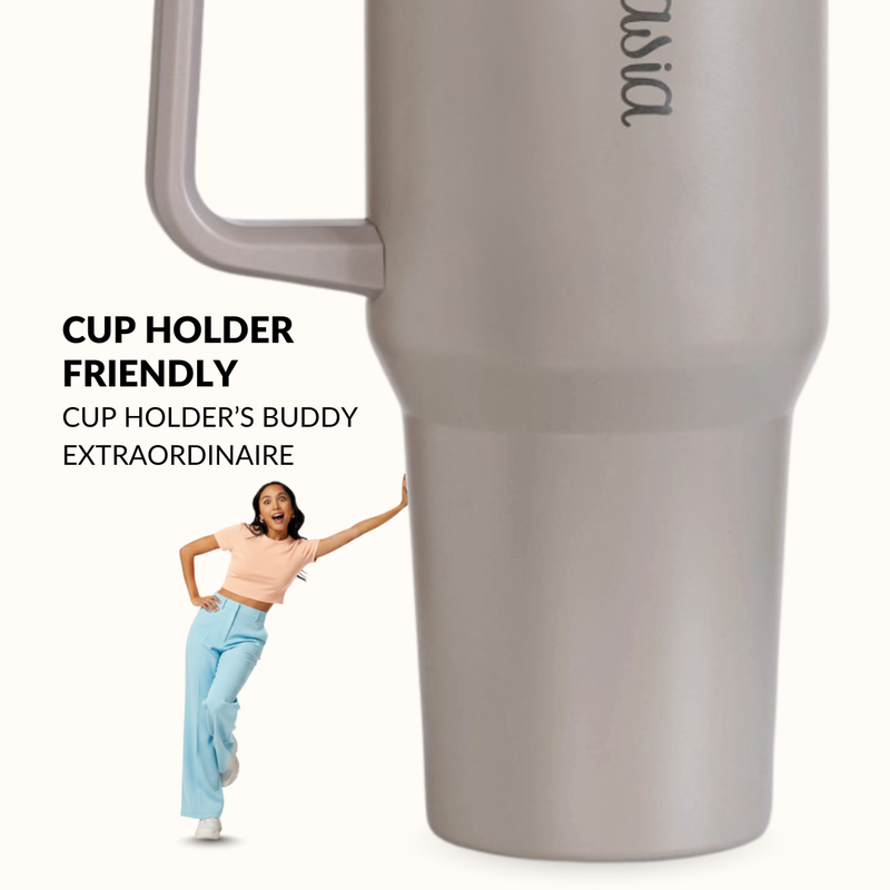 GripSip 40 Insulated Tumbler Bottle With Side Handle Urban Greige 1200ml