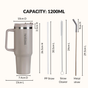 GripSip 40 Insulated Tumbler Bottle With Side Handle Urban Greige 1200ml