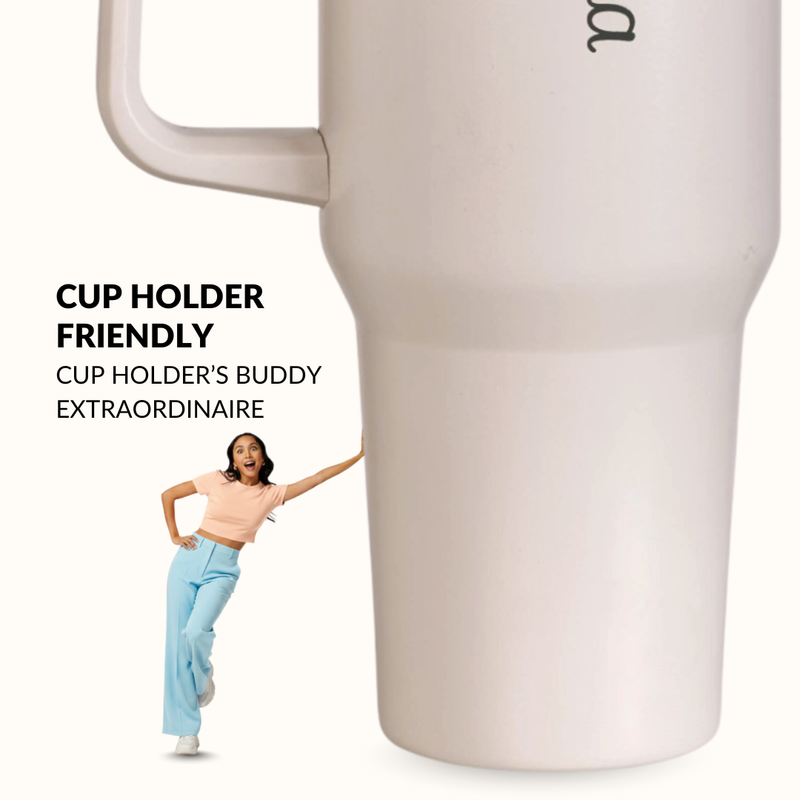 GripSip 40 Insulated Tumbler With Side Handle Vanilla Oatmilk 1200ml