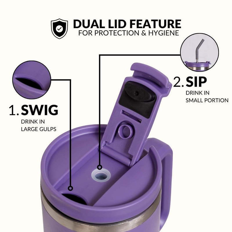 GripSip 40 Insulated Tumbler With Side Handle Viva Violet 1200ml