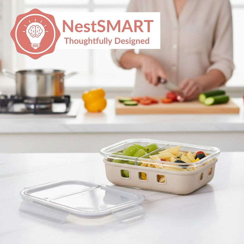 Gripso Dual Compartment Food Container 600ml Beige