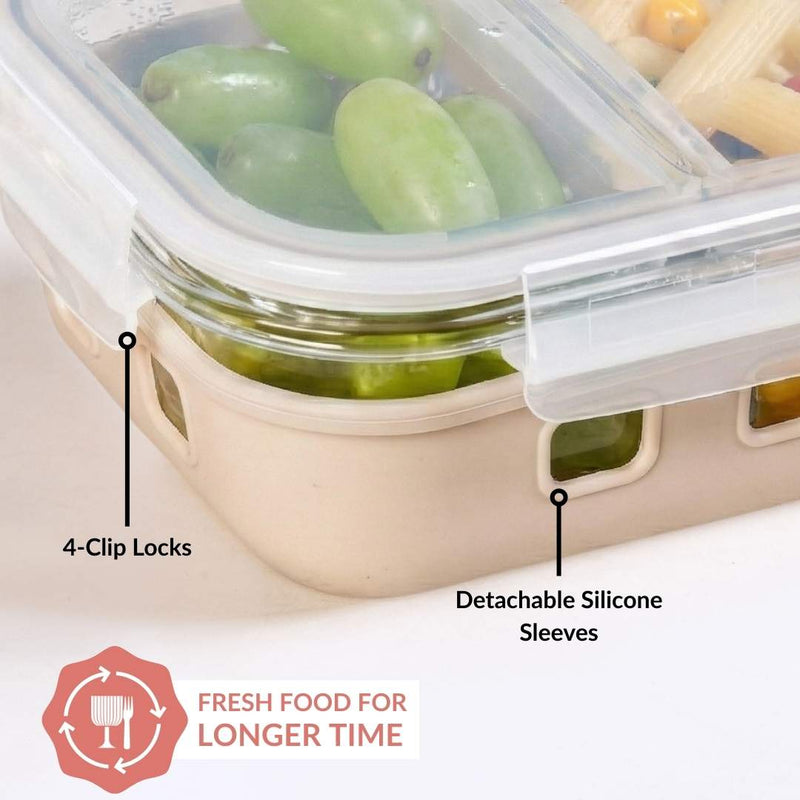 Gripso Dual Compartment Food Container 600ml Beige