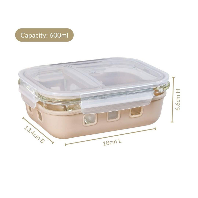 Gripso Dual Compartment Food Container 600ml Beige
