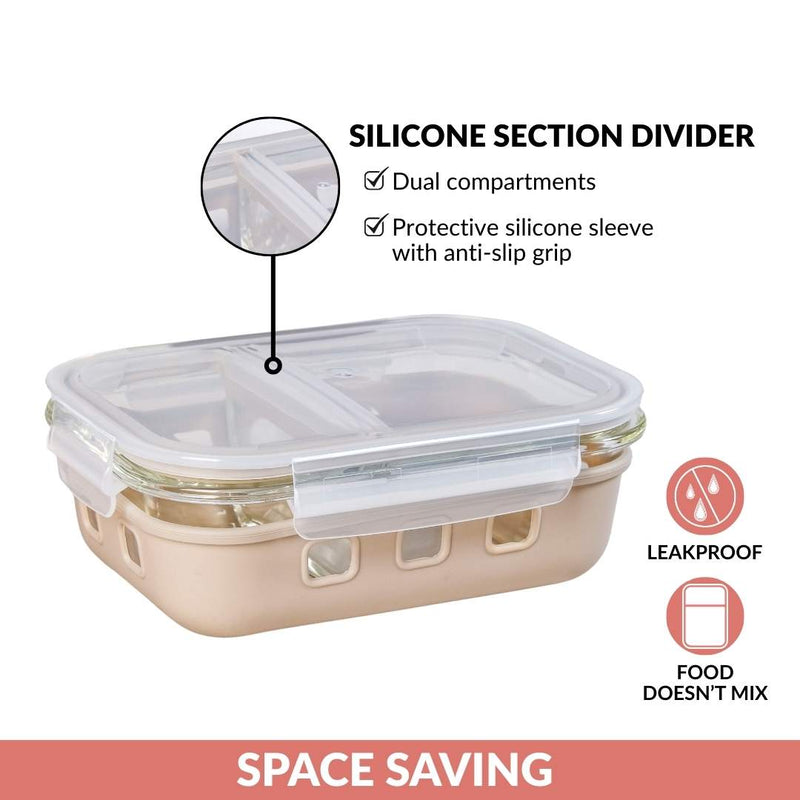 Gripso Dual Compartment Food Container 600ml Beige