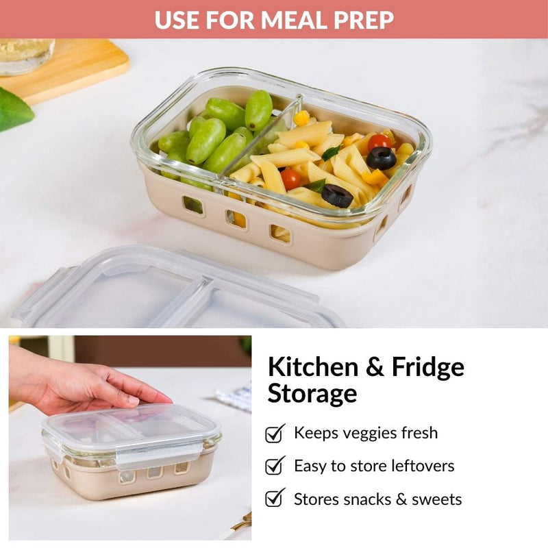 Gripso Dual Compartment Food Container 600ml Beige