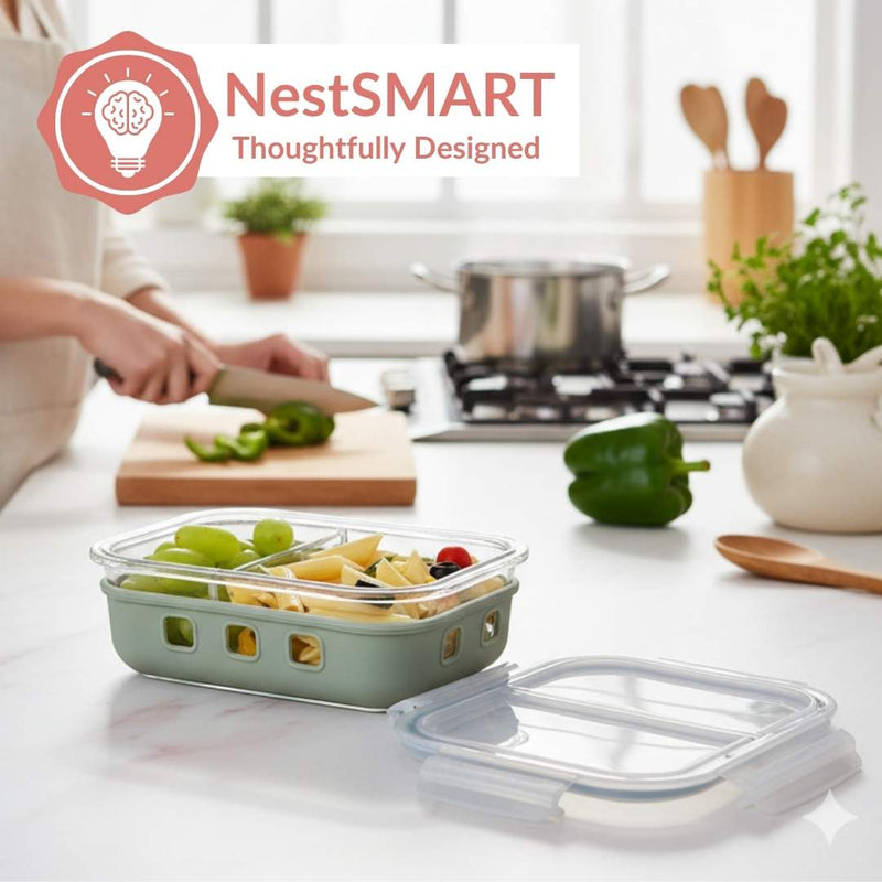 Gripso Dual Compartment Food Container 600ml Sage Green