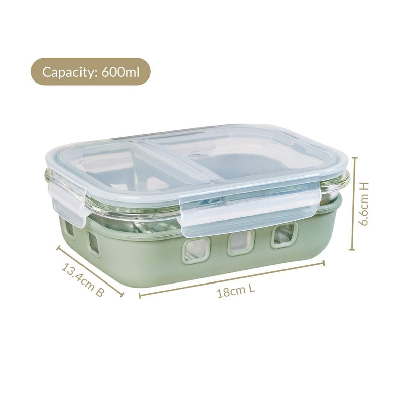 Gripso Dual Compartment Food Container 600ml Sage Green