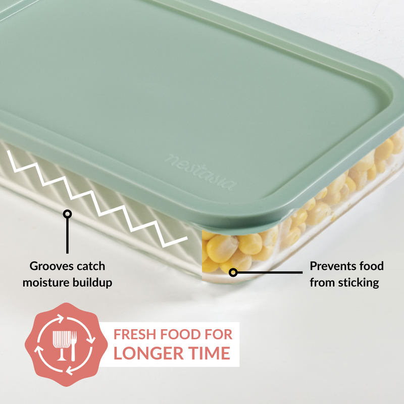 Groovo Borosilicate Premium Food Container With Lid Set Of 7 310ml 520ml 1200ml Green