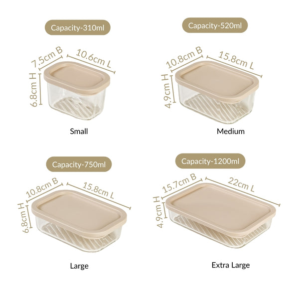 Groovo Stackable Glass Food Storage Container Set Of 6 Online - Premium ...