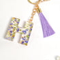 Heartfelt H Keychain With Pressed Flowers