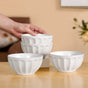 Embossed Cream Ceramic Bowl Set Of 4 580ml