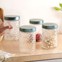 Weave Design Embossed Jar With Lid Set Of 4 1200ml