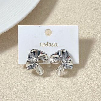 Silver Hammered Fold Studs