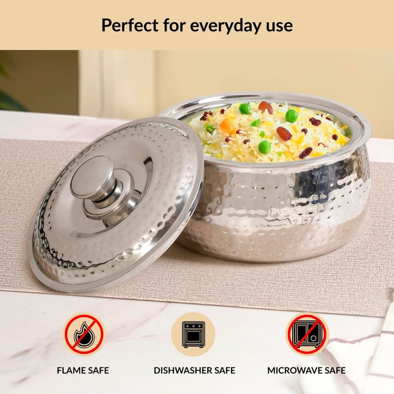 Hammered Stainless Steel Casserole 1500ml