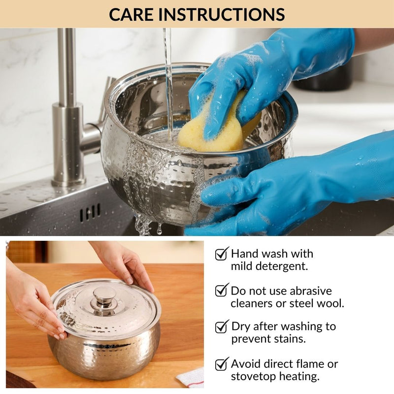 Hammered Stainless Steel Insulated Casserole 3000ml