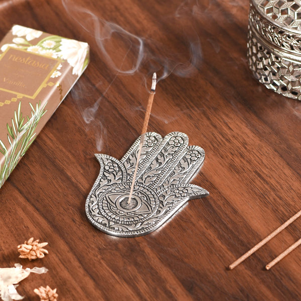 Hamsa Evil Eye Agarbatti Stand With Vanilla Incense Sticks