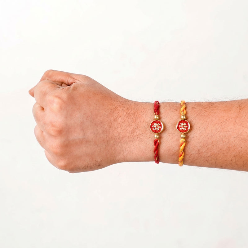 Scarlet Bloom Mauli Rakhi Set