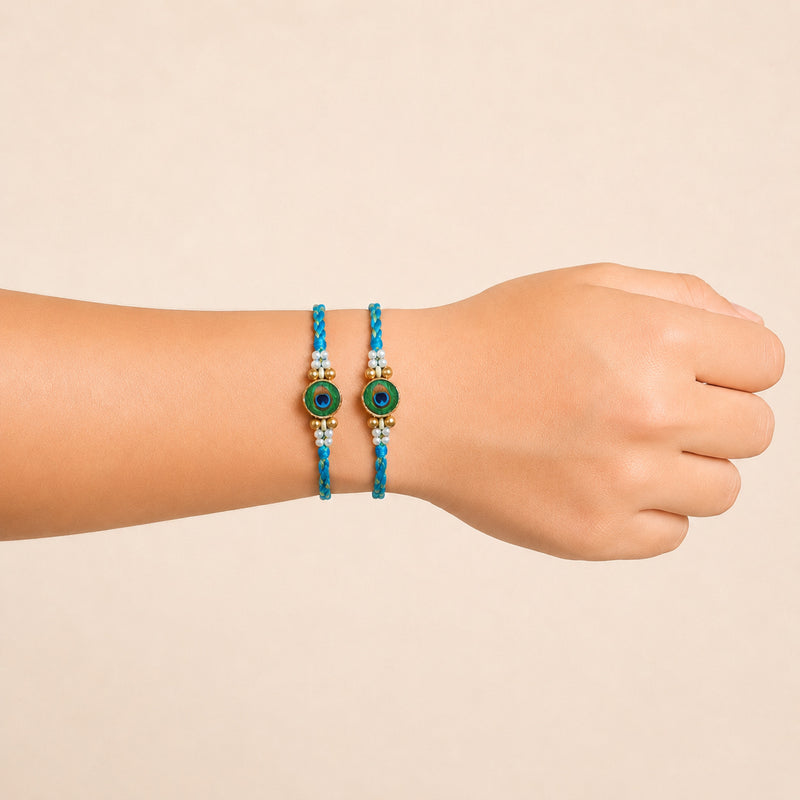 Peacock Charm Rakhi Gift Set