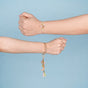 Pink Beads Charm Rakhi And Lumba Set For Couples