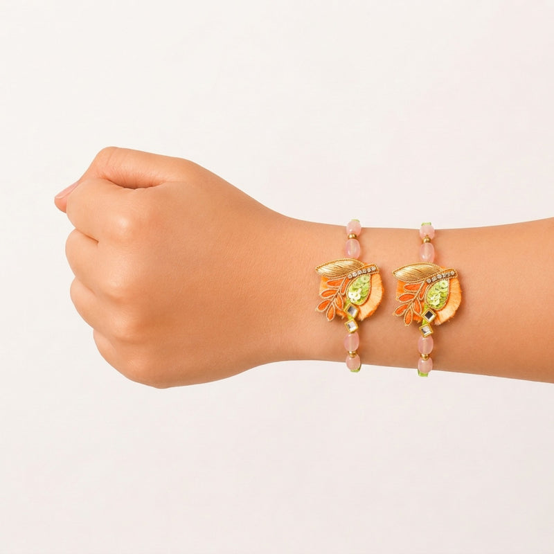 Peach Petals Brother Rakhi Gift Set