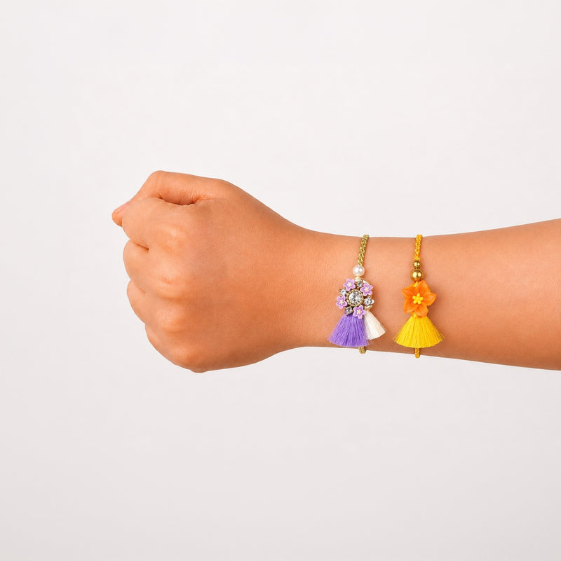 Floral Tassel Rakhi Gift Set