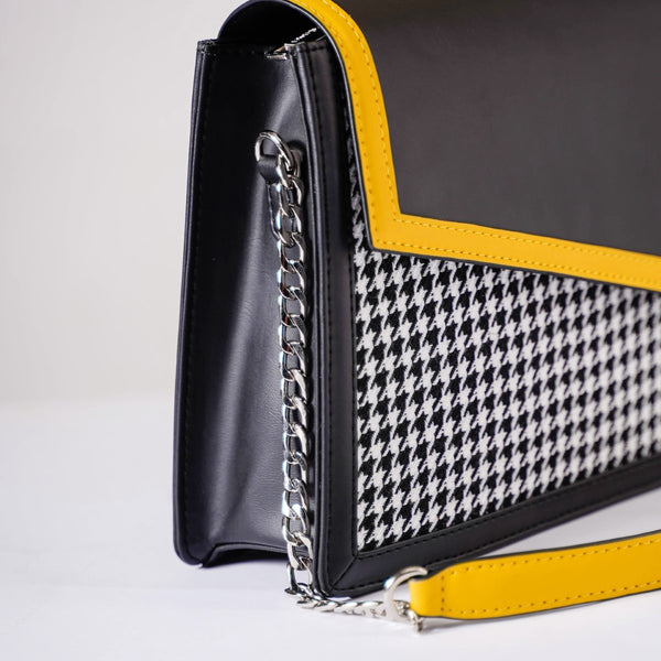 Houndstooth Diagonal Flap Handbag For Women