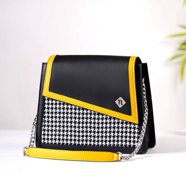 Houndstooth Diagonal Flap Handbag For Women