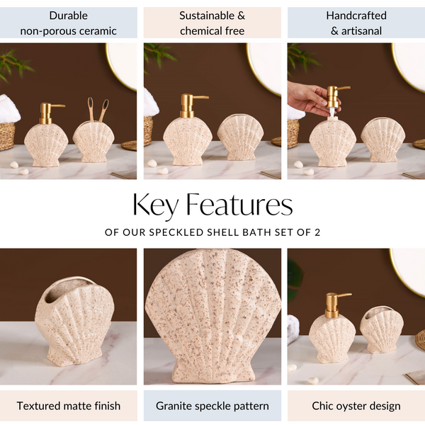 Beach Shell Ceramic Bath Set of 2 Cream Beige Online - Premium Bath Set ...