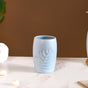 Leaf Motif Ceramic Bath Set  Of 3 Sky Blue