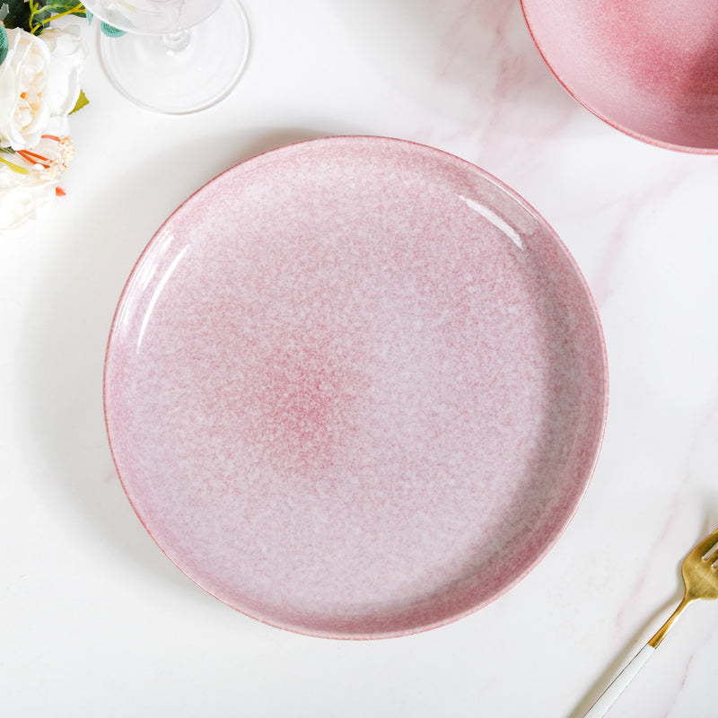 Pallor Large Ceramic Dinner Plate Set Of 6 Pink 10 Inch