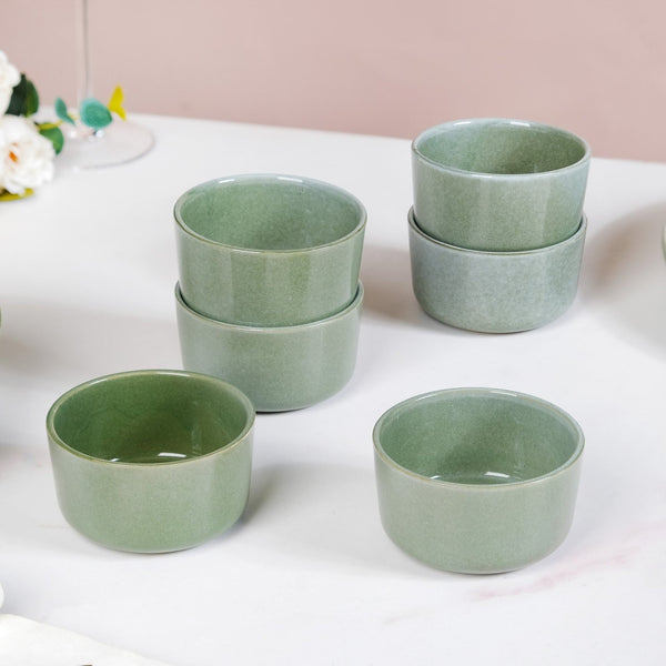 Sera Set Of 6 Round Ceramic Small Bowl Sage Green 200ml