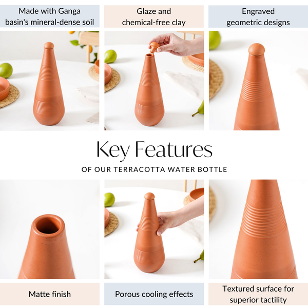 Terracotta Taper Water Bottle 800ml