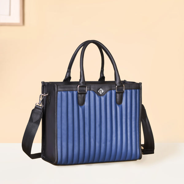 Vegan Leather Tote Bag For Women Midnight Blue