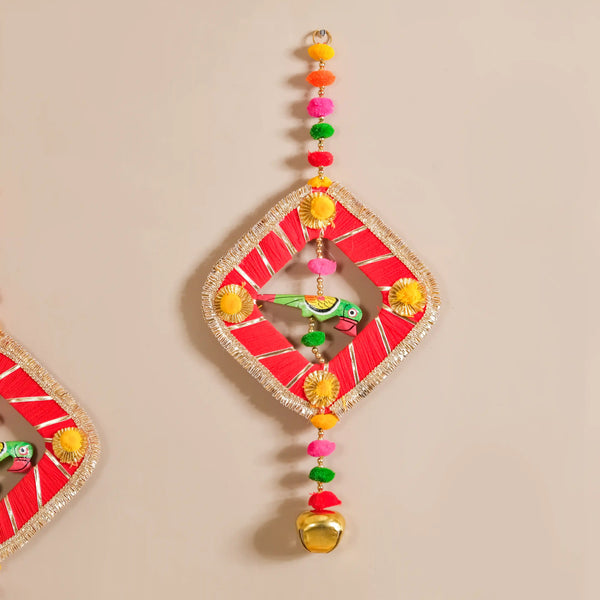 Festive Bell Multicolour Wall Hanging Set of 2