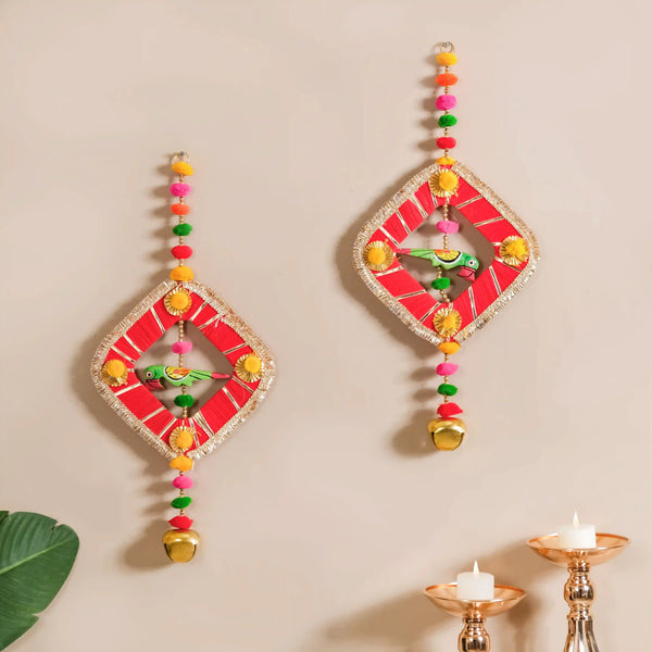 Festive Bell Multicolour Wall Hanging Set of 2