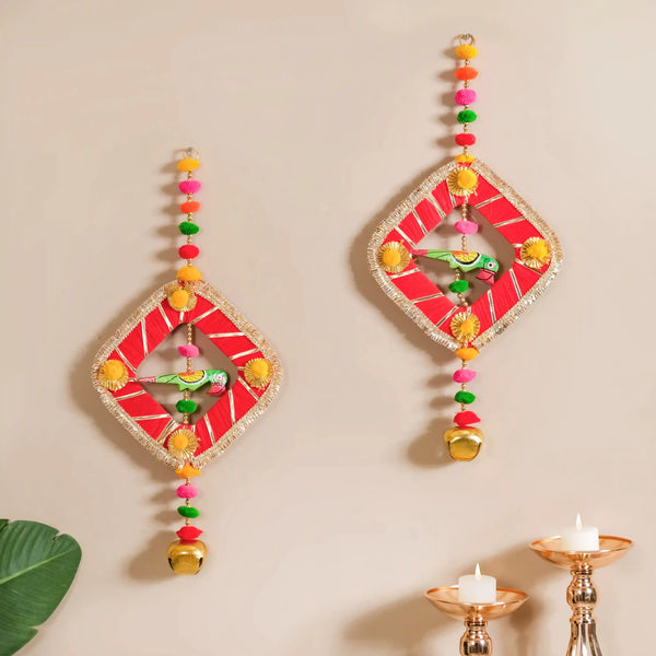 Festive Bell Multicolour Wall Hanging Set of 2