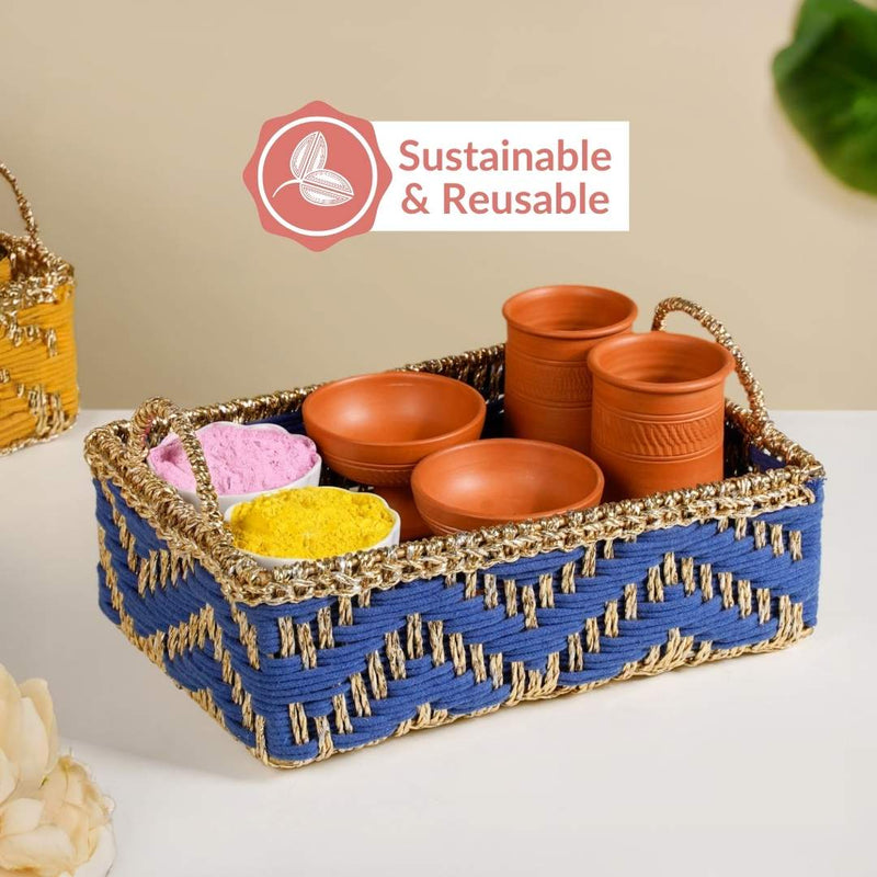 Handwoven Basket Blue